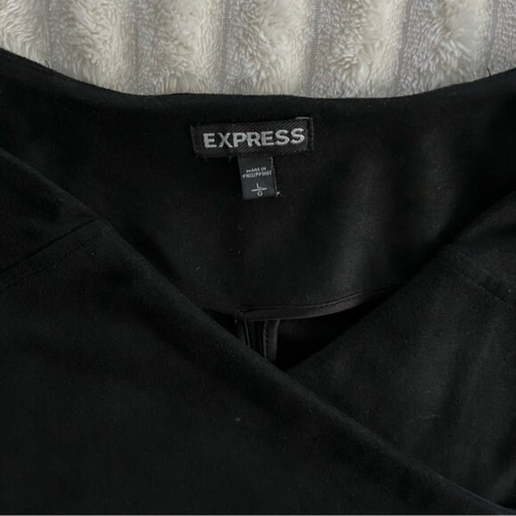 Express Women's Black Faux Suede Asymmetrical Jacket • Large - Picture 9 of 12